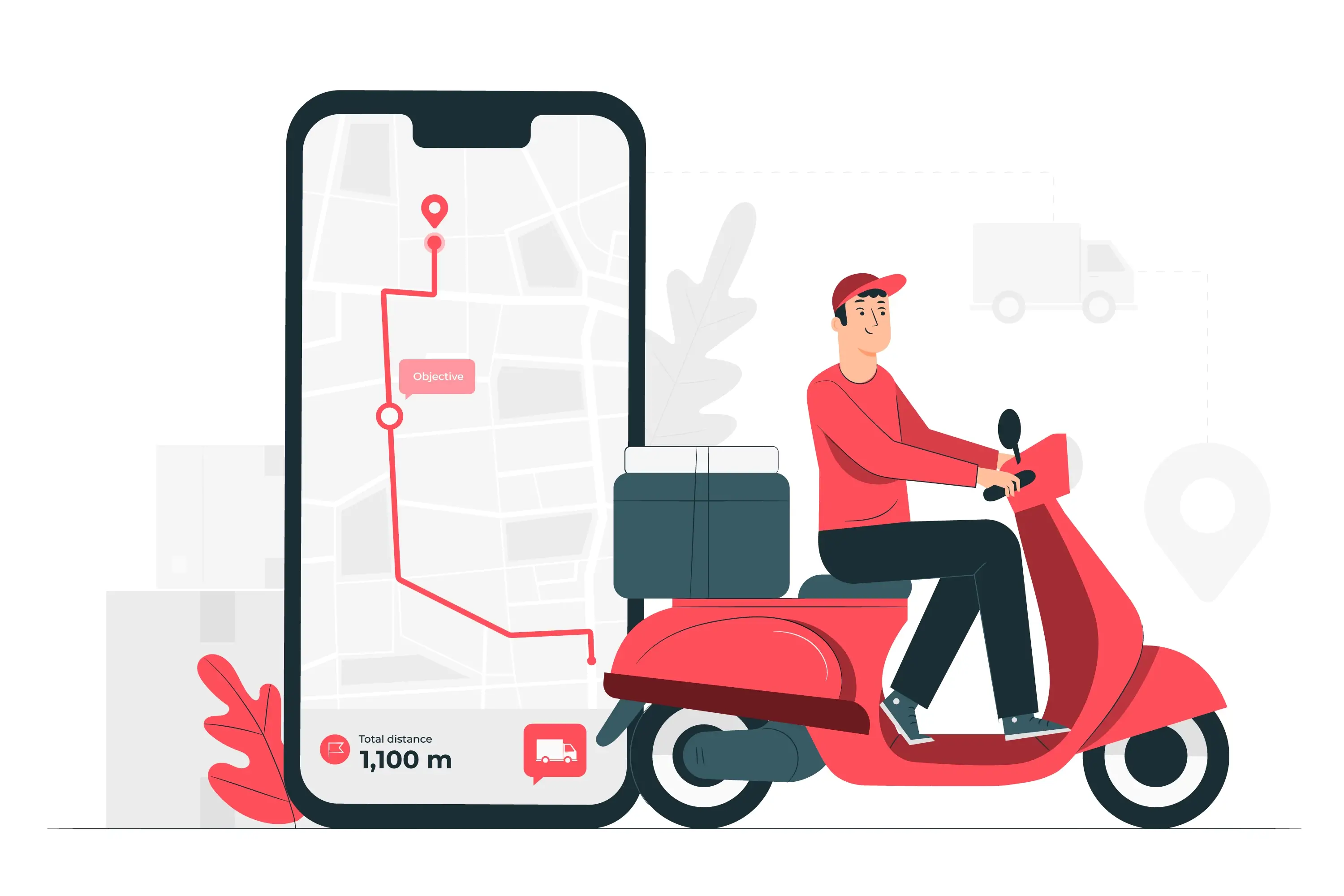 online pizza takeaway app on next red colored food delivery guy on delivery cycle